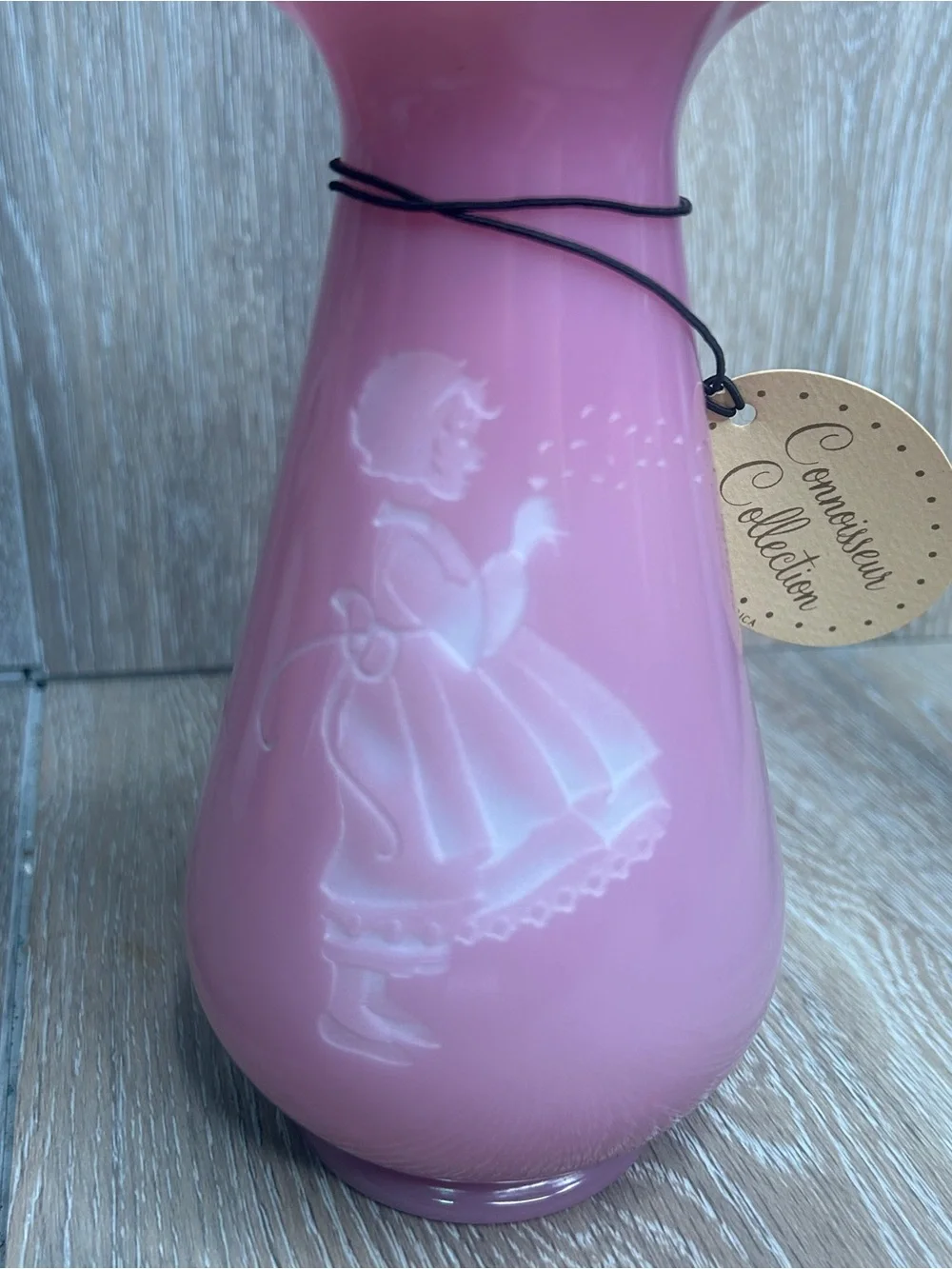 Vintage Fenton Rose Quartz Sand Carved Glass Vases Pair Limited Edition 7.5